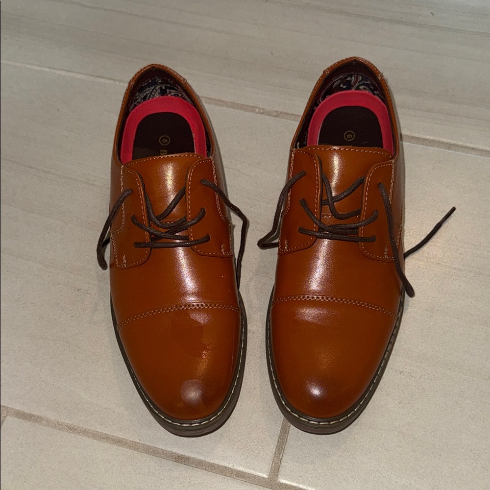 Men's Brown Leather Lace-Up Derby Shoes